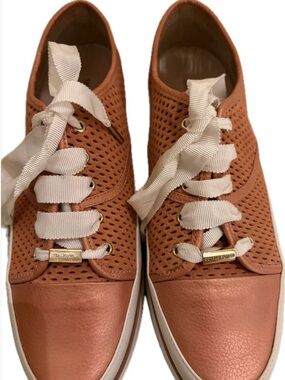 Never Worn Donald J. Pliner Metallic Copper Knit Sneakers with White Laces